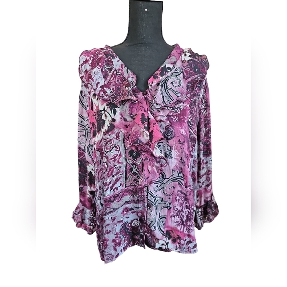 Dress Barn Tops - Purple Dress Barn Shirt Large + Free purple bling Earrings